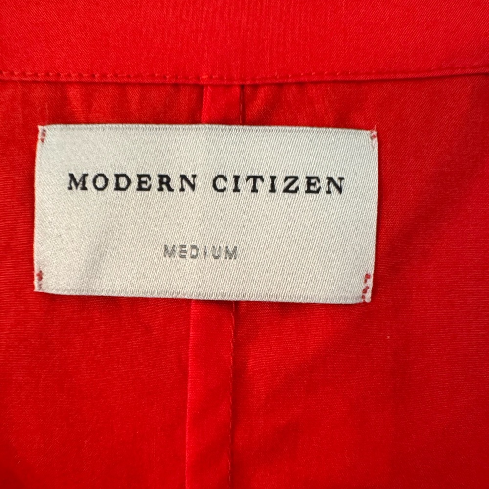 Modern Citizen Claudette Tie Waist Cotton Dress in Berry Red- Medium - Picture 5 of 7